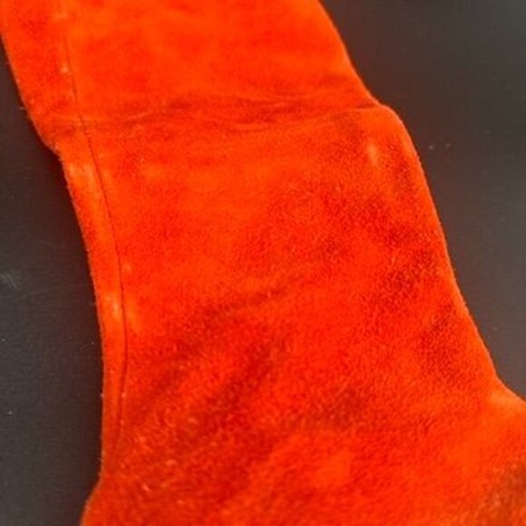 Vintage 60s Go Go Orange Side Lace Up Boots 7 - 7.5 Women's Suede - Picture 13 of 16